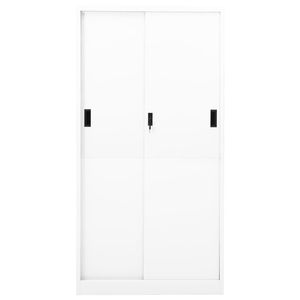 Armoire de bureau en acier blanc avec compartiments coulissants 35,4x15,7x70,9 pouces, armoires à dossiers - Product Image 4
