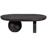 Modern Oval Rustic Black Solid Mango Wood Coffee Table French Design Handmade Durable & Easy to Clean Living Room Furniture