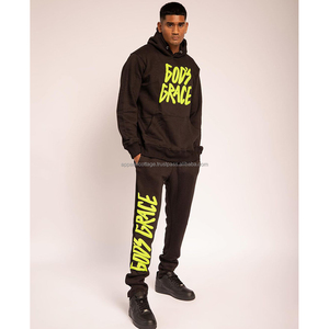 Sudadera con capucha para hombre y mujer, conjunto de ropa deportiva de lana de 100% algodón con lavado ácido para exteriores, chándal unisex de entrenamiento con logo bordado personalizado - Product Image 5