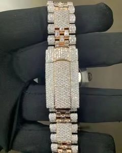 Customized Moissanite Diamond Full Iced out Wrist Watch Baguette and round Cut Hip hop Watch Glass Dial Window Diamond Tester - Product Image 3