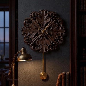 Traditional Wooden Wall <b>Clock</b> With Pendulum Analog Quartz Design For Living Room Decor - Product Image 6