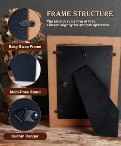 Picture <b>Frame</b> Wood Beaded Photo <b>Frame</b> MDF Brown Rusitc <b>Frames</b> Vintage Unique <b>Wall</b> Hanging Desktop Gifts Home Decor - Product Image 2