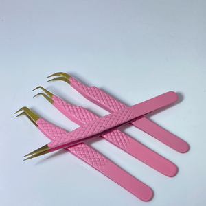 High Quality Stainless Steel Anti-Magnetic Durable Silver Diamond Grip Tweezers <b>Set</b> for Volume Eyelash Extension Eye - Product Image 3
