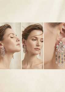 Boucles d'oreilles pendantes en diamant de laboratoire taille émeraude, motif floral marquise, style chandelier pour femme, idéales pour mariage et soirée - Product Image 2