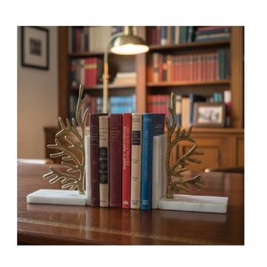 Sujetalibros de Aluminio Pulido con Hoja Dorada Antigua, 27x23cm, Organizador de Escritorio para Estudio/Hogar, Regalo para Amantes de los Libros, Sala de Estar - Product Image 5