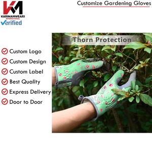 Gants de jardinage verts à imprimé floral, durables, en polyester et coton, longueur poignet, pour usage extérieur, style décontracté printemps-été - Product Image 4