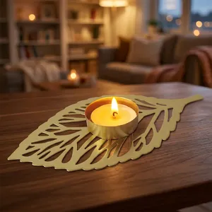 Iron Leaf Model <b>Candle</b> Holder Candlestick <b>Plate</b> Statue for Desktop Wedding Table Centerpiece Home Decor - Product Image 4
