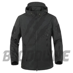 Veste à capuche pour homme, couleur tan, manches longues, avec imprimé griffe, coupe-vent, pour l'automne - Product Image 2