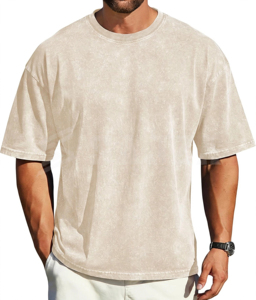 Camisetas de Manga Corta Extra Grandes para Hombre, Estilo Vintage, Lavado Ácido, 100% Algodón Jersey 260g, Color Sólido con Estampado, Ecológicas - Product Image 1