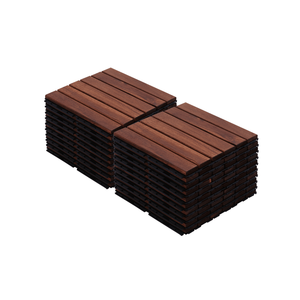 20 Baldosas de Madera de Acacia Entrelazadas de 12 x 12 Pulgadas con Patrón Rayado para Exteriores, Patio, Terraza, Suelo de Madera Dura - Product Image 1