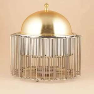 Calentador de Comida de Lujo en Acero Inoxidable Dorado con Tapa de Cúpula, Decorativo, para Buffet, Soporte para Servir - Product Image 1