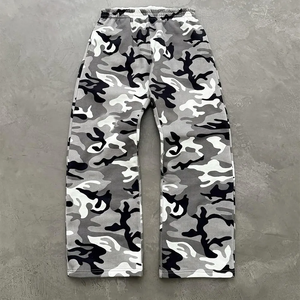 Grey <b>Camouflage</b> Hooded <b>Tracksuit</b> Set Cropped Hoodie Sweatpants Elastic Waist Long Pants Casual 2 Piece Set - Product Image 5