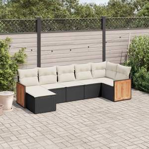 Grand ensemble de canapés de jardin modulaires en rotin PE noir, élégant et durable, mobilier d'extérieur - Product Image 1