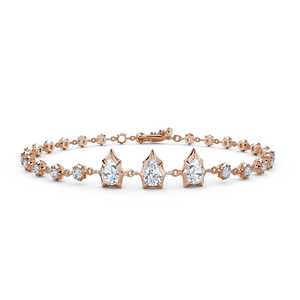 Modern Line <b>Bracelets</b> Wholesale 14k 18k <b>Solid</b> Gold Mix Pear Round Lab Grown Diamonds Prong Set Adjustable 7 Inches Manufacturer - Product Image 5