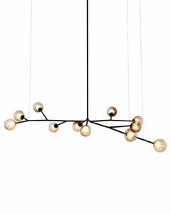 Lustre moderne à 11 globes en verre avec structure en fer peint pour villa, restaurant, hôtel - Product Image 1