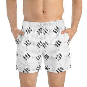 Men's Custom Printed Quick Dry <b>Swim</b> <b>Shorts</b> With Pockets Drawstring Waist Casual Beach <b>Shorts</b> <b>White</b> Patterned Design - Product Image 1