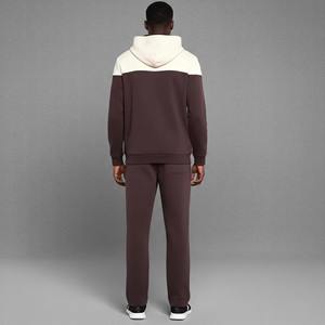 Ensemble de survêtement pour homme en molleton 100% coton, style streetwear, avec sweat à capuche patchwork, effet délavé soleil, broderie et patchs usés, et délavage acide - Product Image 4