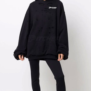 <b>Top</b> Quality Premium <b>Distressed</b> Hoodies For Men Trendy Pullover With Adjustable Hood And Pocket - Product Image 3