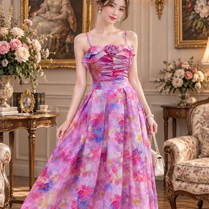 Robes plissées décontractées et élégantes pour femmes, taille naturelle, coupe ajustée, sans bretelles, en mousseline, lavables, prix d'usine, personnalisables - Product Image 4