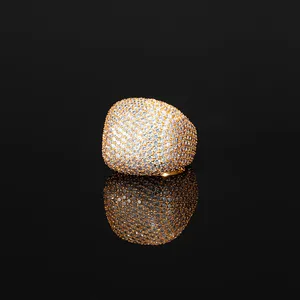 Luxury Yellow Gold Plated Moissanite DEF 0.5 Carat Cocktail <b>Ring</b> Brilliant Cut Prong Setting Geometric Unisex Party Jewelry <b>Ring</b> - Product Image 3