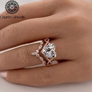 Bague de fiançailles en moissanite taille coussin Charm Jewels, plaqué or rose sur argent, sertie à griffes, certifiée IGI, style romantique pour femme - Product Image 1