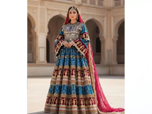 Robe longue en mousseline de soie pour filles, style ethnique afghan, broderie artisanale, manches longues, pour mariages, robe culturelle afghane Kuchi - Product Image 5