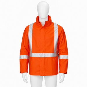 Veste de sécurité orange haute visibilité imperméable, vêtements de travail réfléchissants, imperméable pour la construction, la sécurité routière, uniforme pour hommes - Product Image 1