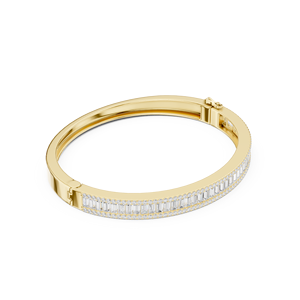 Yellow Gold Lab Grown Diamond Baguette Tennis <b>Bangle</b> <b>Bracelet</b> for Women Luxury Fine Jewelry - Product Image 4