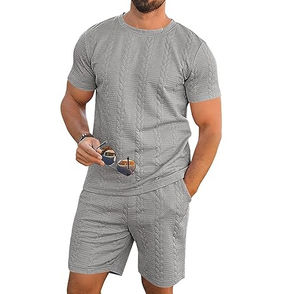 Tenues décontractées pour hommes en grande taille personnalisées pour l'été, vente flash, ensemble deux pièces respirant avec short pour hommes - Product Image 4