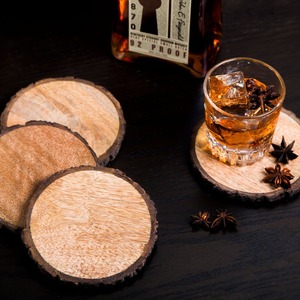 Rustic Asian Zen Natural Wood Coasters Handmade <b>Cup</b> <b>Mats</b> 33cm Diameter 8mm Thick Eco-Friendly Home Table Kitchen Decoration - Product Image 3