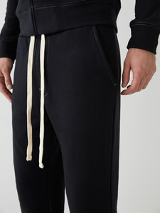 Pantalones Deportivos Negros de Algodón para Hombre, Cintura Elástica con Cordón, Estilo Casual con Bolsillos Laterales, para Otoño - Product Image 5