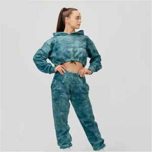 Fabricantes de Ropa, Diseño de Logotipo Personalizado, Pantalones Largos Deportivos para Gimnasio, Conjunto Deportivo de 2 Piezas para Mujer, Lavado Ácido, Otoño Invierno - Product Image 1