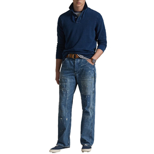 New Men's <b>Classic</b> Fit Indigo Knitted Mesh for Shirt Custom Logo Embroidery Breathable Short Sleeve Casual Custom Size - Product Image 6