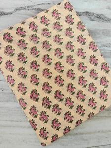 Floral Print Hand Block Cotton Fabric Artisan Made <b>Material</b> <b>for</b> <b>Sewing</b>, Garment Making, Quilting & Wholesale Supply - Product Image 4