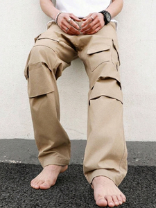 กางเกงขายส่งคุณภาพสูงสำหรับฤดูร้อน กางเกงลำลองผู้ชายแบบใหม่ กางเกงคาร์โก้ฟิตเนสทรงหลวมสำหรับทำงาน กางเกงขาสั้นผู้ชายทรงโอเวอร์ไซส์ - Product Image 3