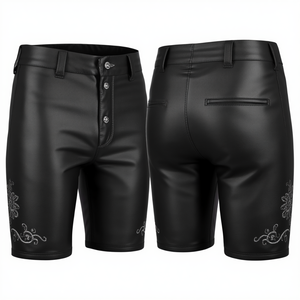 Pantalones Cortos de Gamuza Vacuna Genuina Negra para Hombre, Estilo Urbano, Ecológicos, Transpirables, Cintura Elástica, Casuales, para Uso en Exteriores - Product Image 4