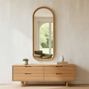 Modern Pill Shape Solid Wood <b>Wall</b> <b>Mirror</b> Oval Capsule Natural Timber Frame Bathroom Vanity <b>Mirror</b> Elegant Home Decor Artwork HDs - Product Image 6