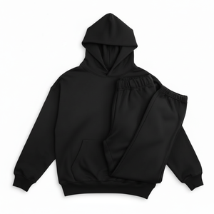 ชุดเซ็ตฮู้ดดี้และกางเกงจ็อกเกอร์ยูนิเซ็กซ์สำหรับฤดูหนาว ล้างสีแบบแอซิดวอช ระบายอากาศได้ดี สไตล์ลำลอง สีพื้น แต่งลูกปัด ไซส์พลัส ใส่ได้สองด้าน เป็นมิตรกับสิ่งแวดล้อม - Product Image 1