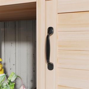 Banco da Giardinaggio in Legno Naturale con Armadietto, Lavello, Rubinetto e Ganci - Product Image 6