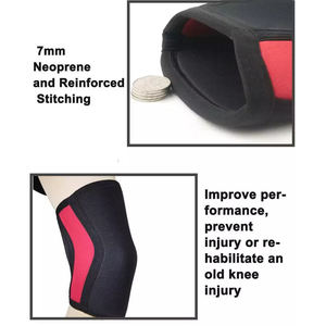 Genouillère de compression en néoprène 7 mm avec logo personnalisé, unisexe, noir et rouge, pour la musculation, les squats, la protection pendant les exercices de gym - Product Image 6