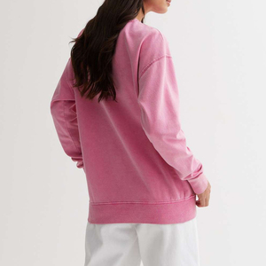 Sweat-shirts décontractés pour femmes de haute qualité, col rond, effet délavé, prix de gros, sweat-shirts délavés sur mesure pour femmes - Product Image 3