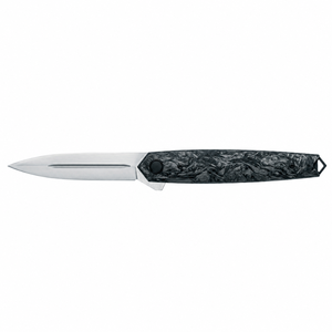 Navajas de bolsillo plegables con mango de mármol negro, hoja con punta de lanza plateada, ranura para clavos y perfil delgado para uso diario. - Product Image 1