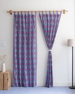 Cortinas de Algodón con Estampado a Mano de Jaipur, Diseño Floral, Suaves, Ligeras y Duraderas para el Hogar, Cafeterías y Restaurantes - Product Image 1