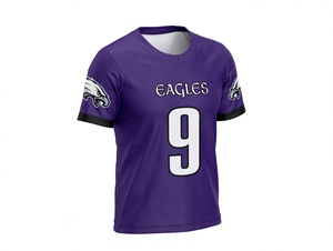 เสื้อฟุตบอลทีม Purple Eagles หมายเลขเก้า แบบสั่งทำพิเศษ โรงงานขายส่ง ผู้ผลิต OEM ชุดกีฬาแบบระบายอากาศ โพลีเอสเตอร์ - Product Image 1