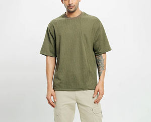 Camiseta de algodón grueso de 220 g/m² para hombre, talla grande, con hombros caídos, 100 % algodón, personalizada, precio mayorista OEM - Product Image 2