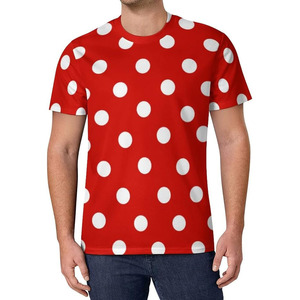 เสื้อยืดพิมพ์ลายจุดสีแดงผู้ชายลำลองแขนสั้นคอกลมแฟชั่นท็อป - Product Image 4