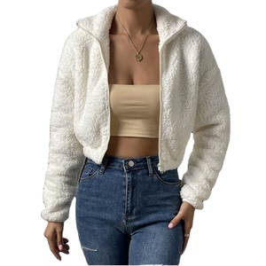 Women Oversized Cropped Hoodie Full Sleeve Knitted Cotton Solid Color Breathable <b>Zipper</b> Front Hooded Sweatshirt Spring Style - Product Image 6