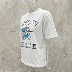 T-shirt en coton à manches courtes pour homme Snow Grace avec imprimé de personnage, coupe classique, col rond, style décontracté - Product Image 6