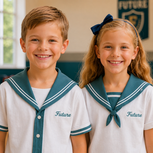 Ensemble d'uniformes scolaires en polycoton pour enfants, logo brodé personnalisé, fournisseur d'uniformes tricotés pour l'école primaire - Product Image 6