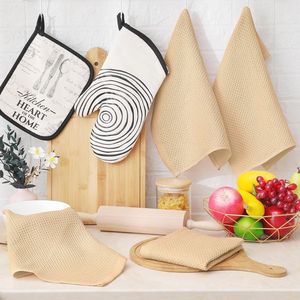 Set di 8 Strofinacci da Cucina in Cotone 100% a Nido d'Ape, Ultra Morbidi e ad Asciugatura Rapida, 30x30 cm, Colore Albicocca - Product Image 6